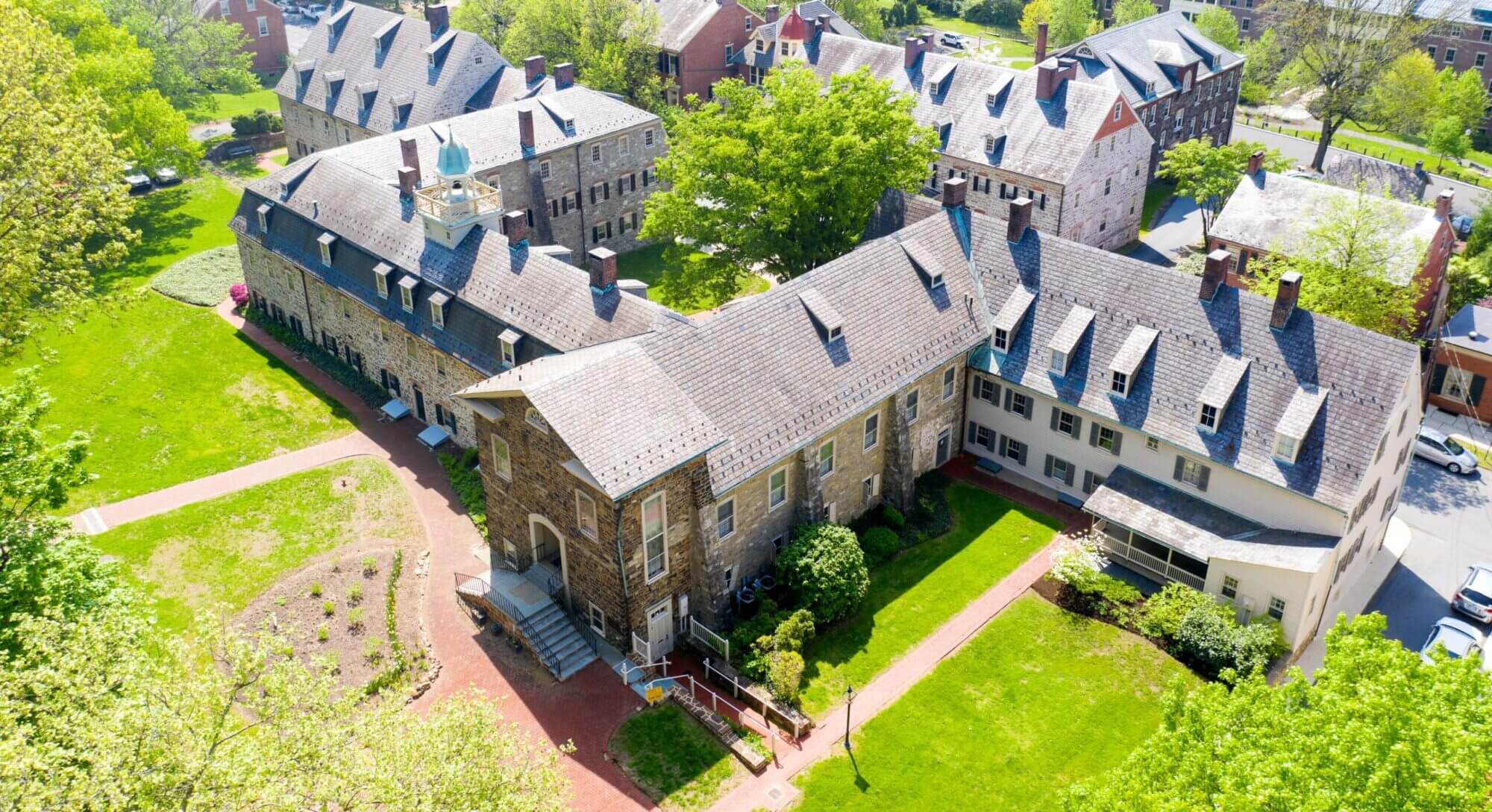 An areal view of the World Heritage Bell House Complex Historic Bethlehem Museums & Sites