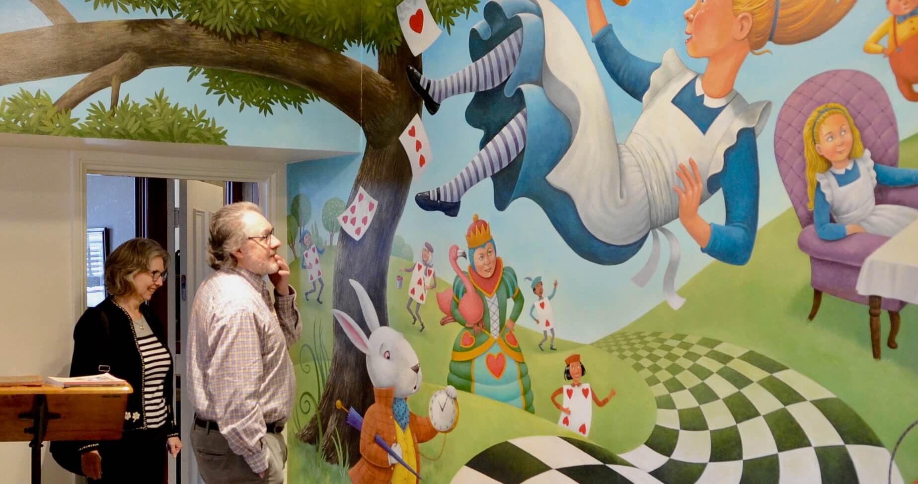 The "Alice In Wonderland" mural is featured at Bethlehem's Kemerer Museum of Decorative Arts