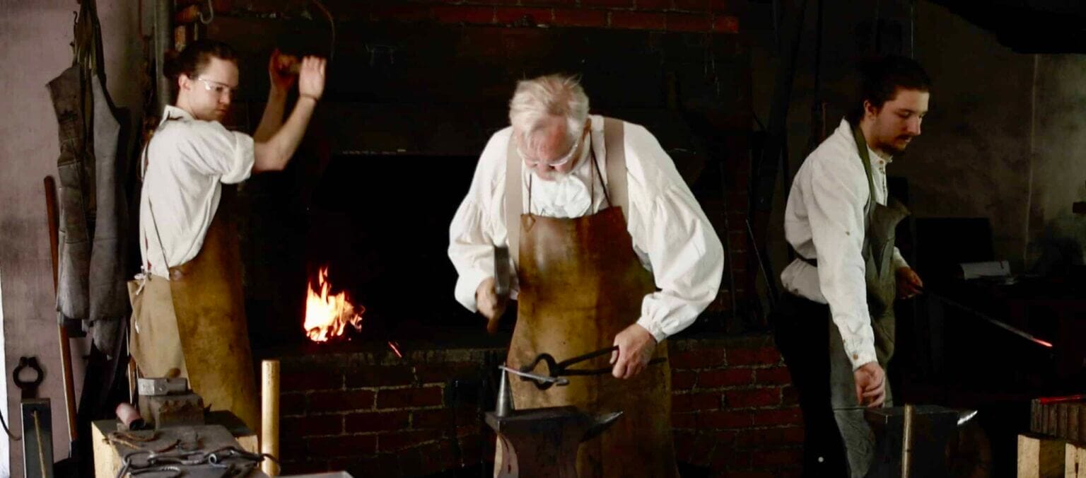 Blacksmiths at work at The Smithy near Main Street