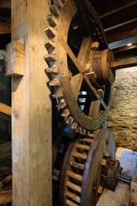 The inside of the 1762 Waterworks, America's first pumped municipal water system