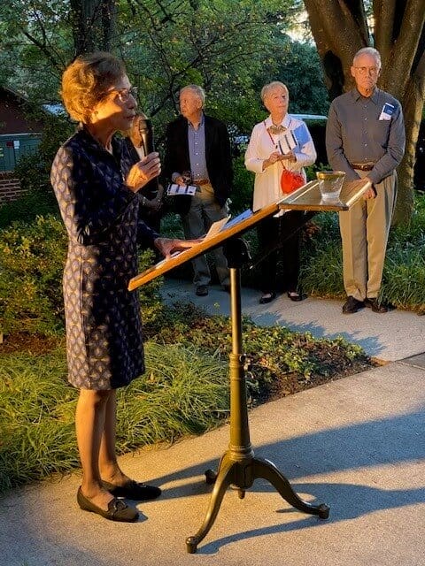 Guests listening to speaker at the Kemerer Society members reception