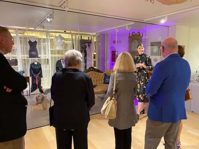 Lindsey Jancay giving a tour of the Kemerer Museums exhibition to the Kemerer Society Members