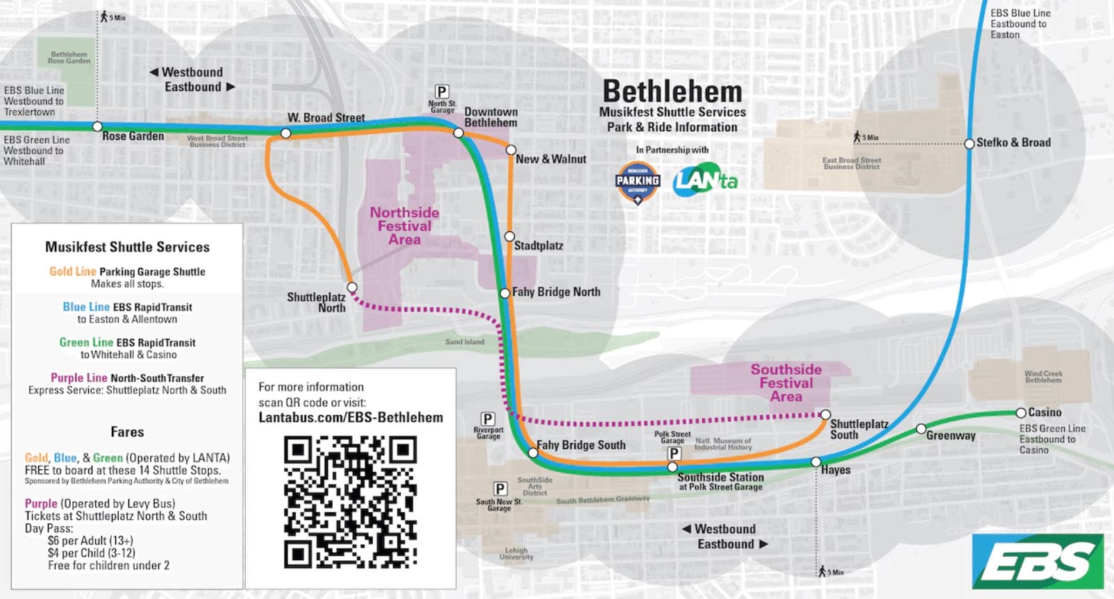 Musikfest Shuttle Map